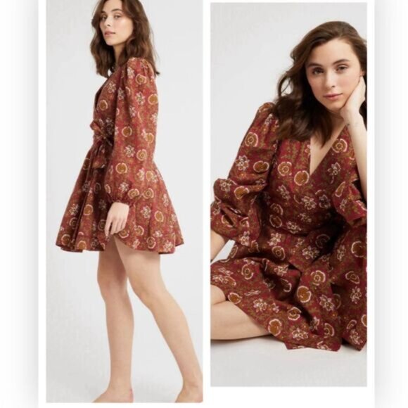 NWT Mille Nan Wrap Dress in Cinnabar Medium $298 - Picture 7 of 9